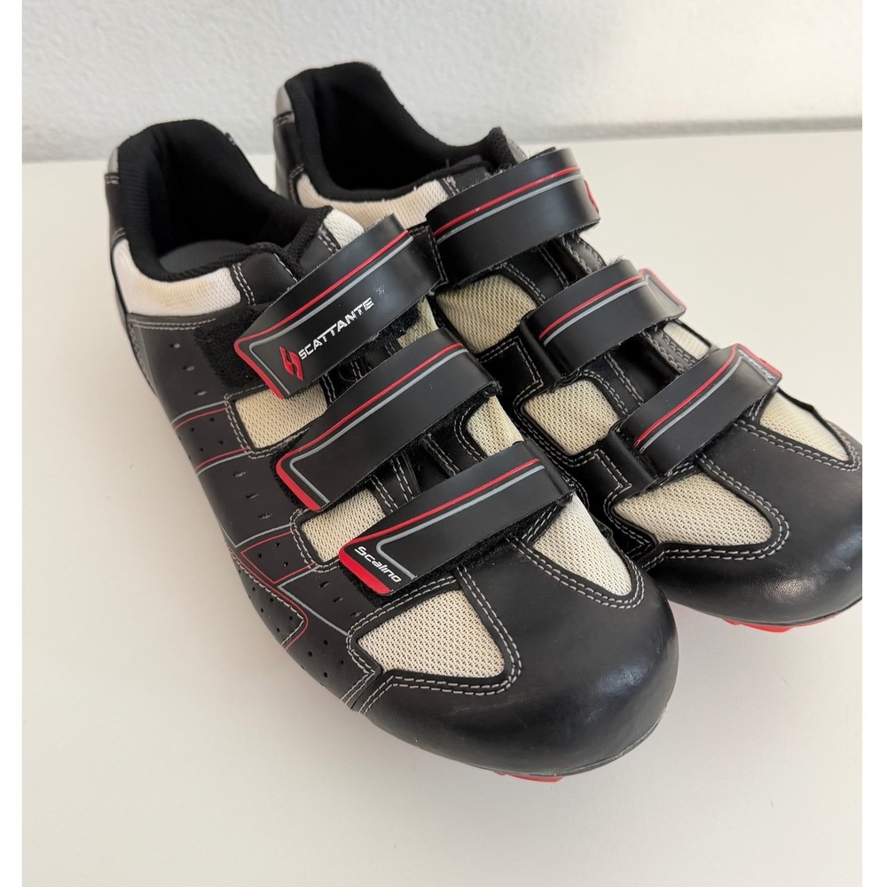 Scattante Scalino Mens Road Cycling Shoes Black White Red Size 10.5 US 44 EUR